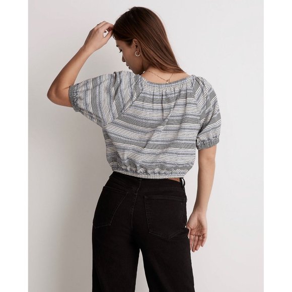 Madewell Jacquard Keyhole Crop Top in Stripe Women's Small‎ NI102 $78 Boho - Picture 3 of 13